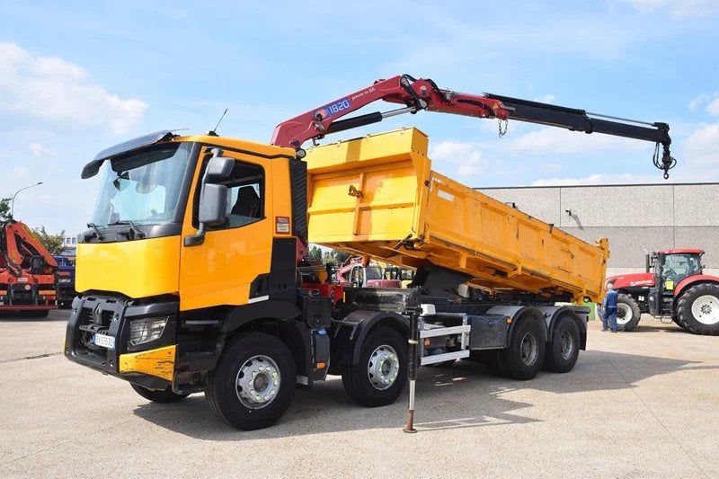 Renault C430 Tipper + Crane HMF, Achat, Euro 6, Jaune, Renault