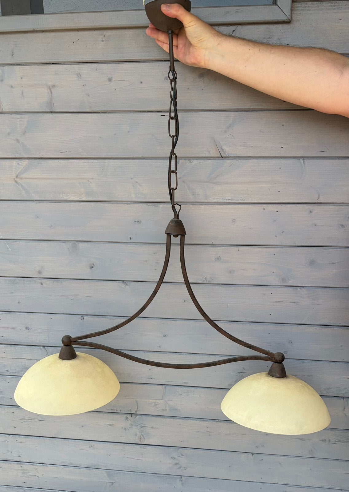 Landelijke kroonluchter, Huis en Inrichting, Lampen | Wandlampen, Ophalen, Zo goed als nieuw, Glas