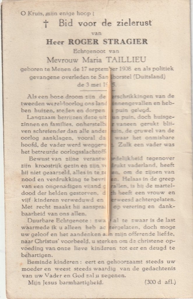 Victime de guerre 1940-1945, Enlèvement ou Envoi