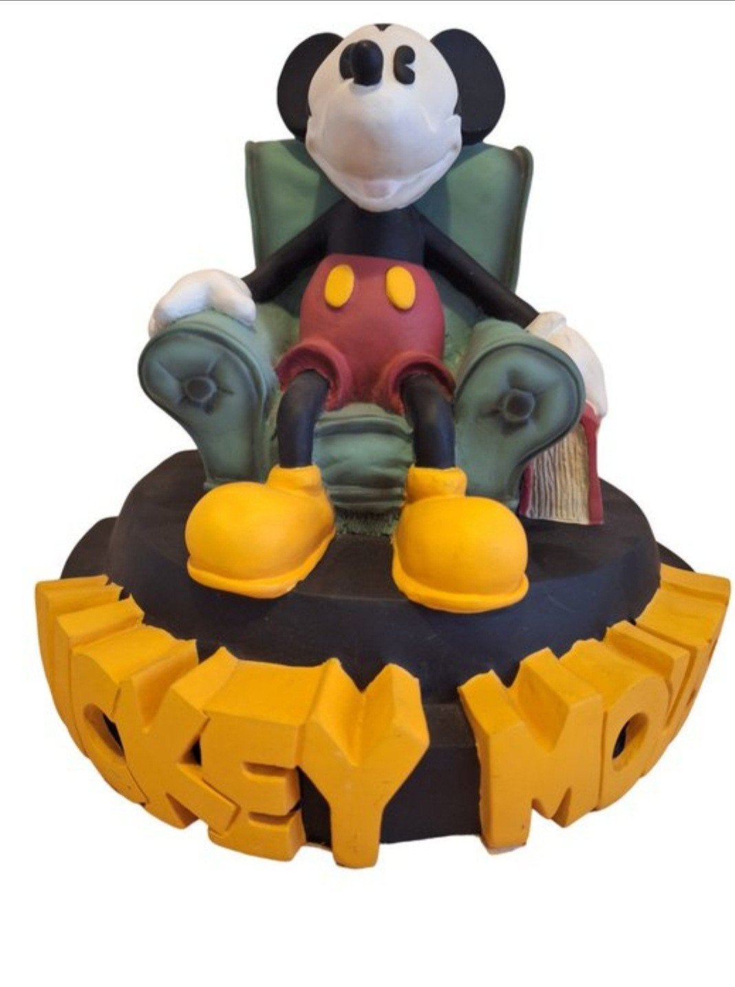 Vintage Disney Mickey Mouse assis avec un livre à la main, Enlèvement ou Envoi, Mickey Mouse, Comme neuf, Statue ou Figurine