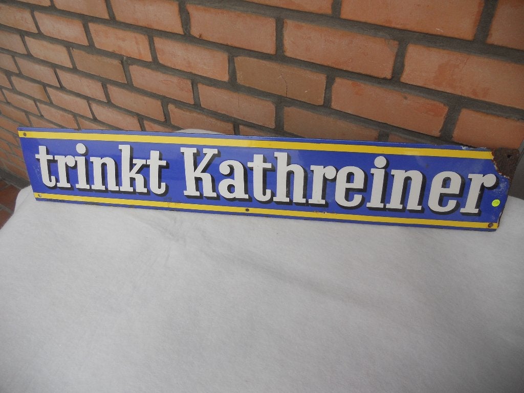 weg is weg : oud emaille bord "Kathreiner", nu  65 euro !, Verzamelen, Verzenden, Gebruikt, Reclamebord