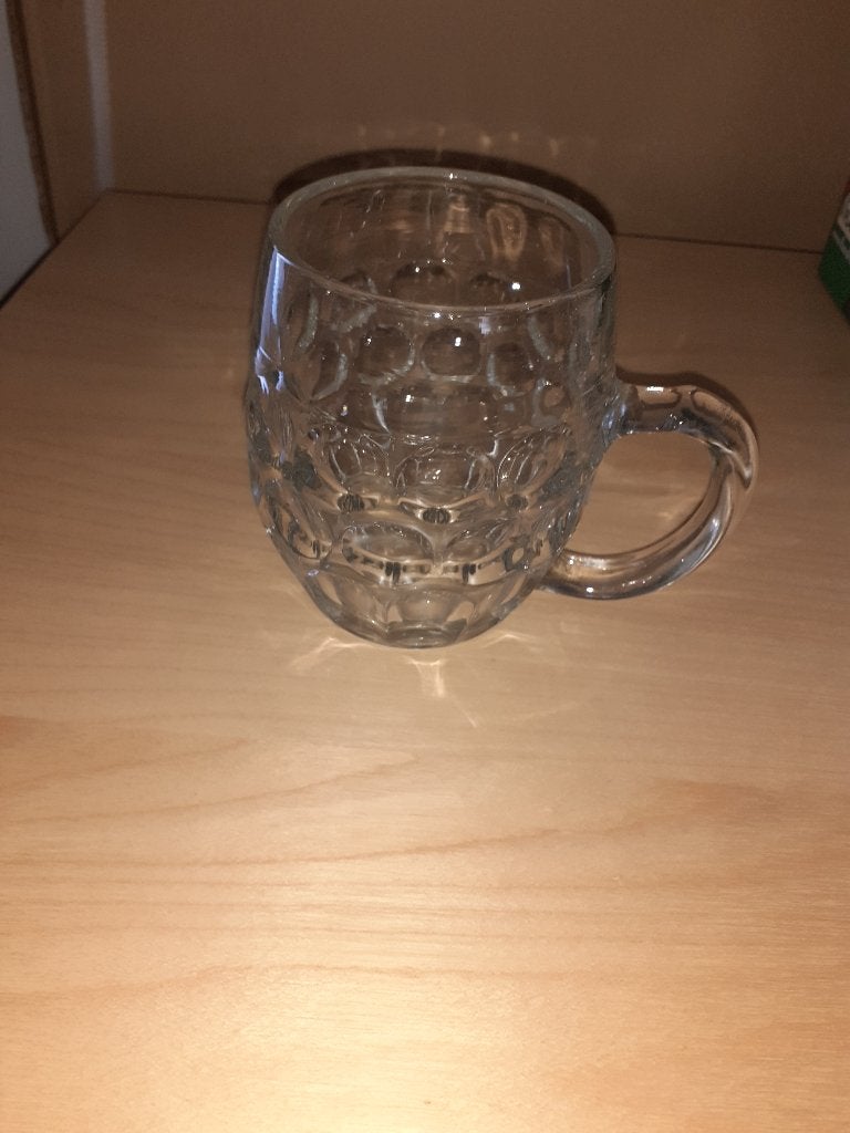 Verre - chope à bière signé d'un coeur vintage, Enlèvement, Utilisé, Verre à bière