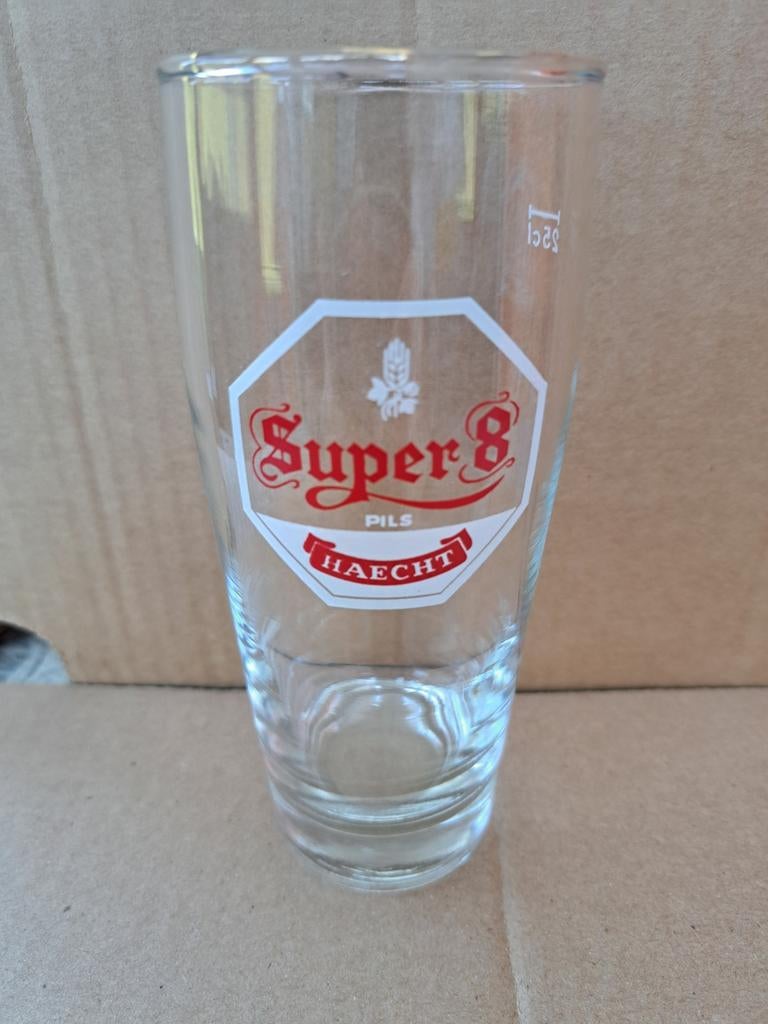 Retro bierglas : SUPER 8 pils van HAECHT, Verzamelen, Ophalen of Verzenden, Zo goed als nieuw, Glas of Glazen, Overige merken