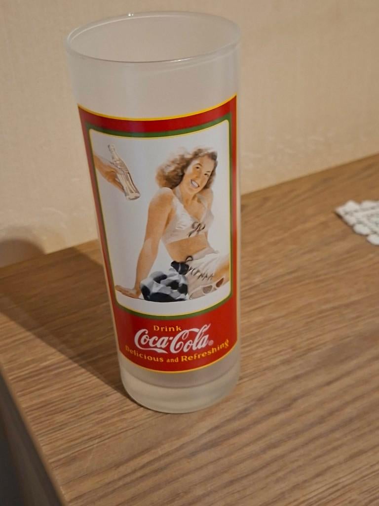 vintage Coca-Cola longdrinkglas van matglas, Verzamelen, Ophalen of Verzenden, Zo goed als nieuw, Gebruiksvoorwerp