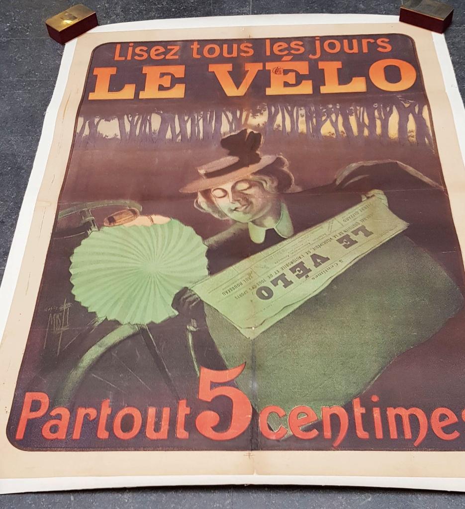 Affiche " Le Velo " - Misti ( Ferdinand Mifliez )., Antiek en Kunst, Kunst | Litho's en Zeefdrukken, Ophalen of Verzenden