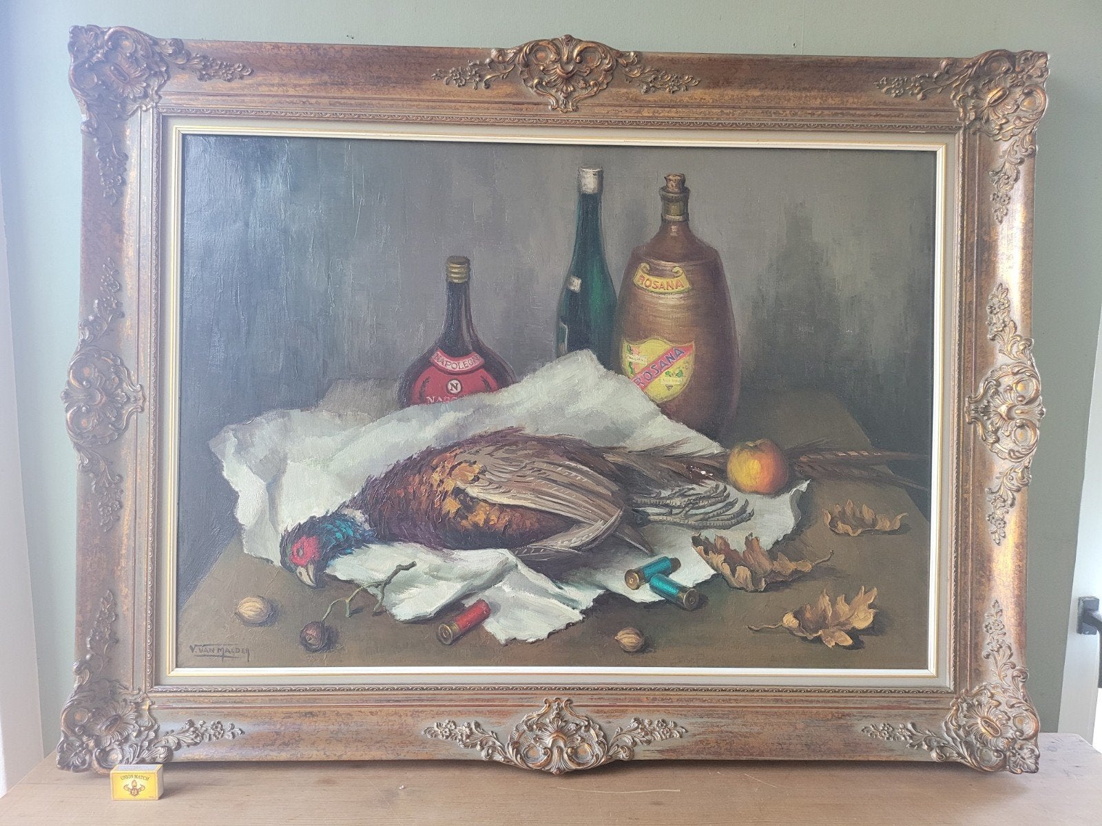 Prachtig groot canvas ingelijst en gesigneerd V. Van Malder, Ophalen, Doek