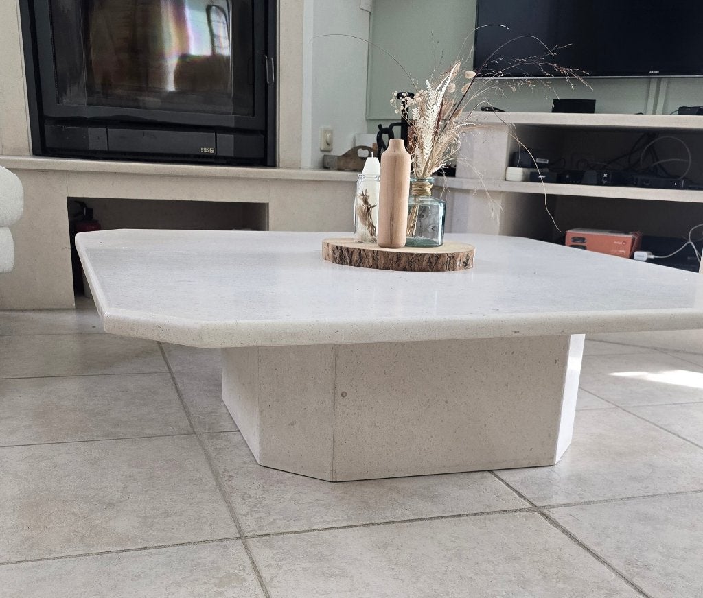 Table basse salon pierre de France, Maison & Meubles, 100 à 150 cm, Carré, 100 à 150 cm, Enlèvement