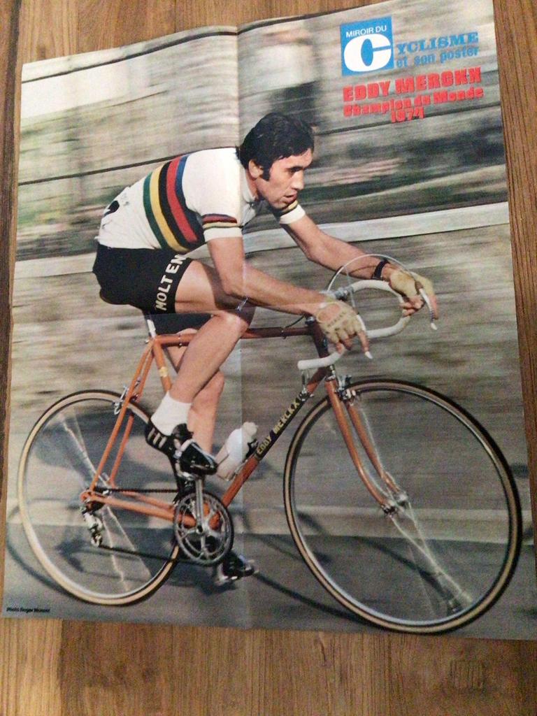 wielerposter wk  1974 team molteni  eddy merckx, Verzenden, Zo goed als nieuw