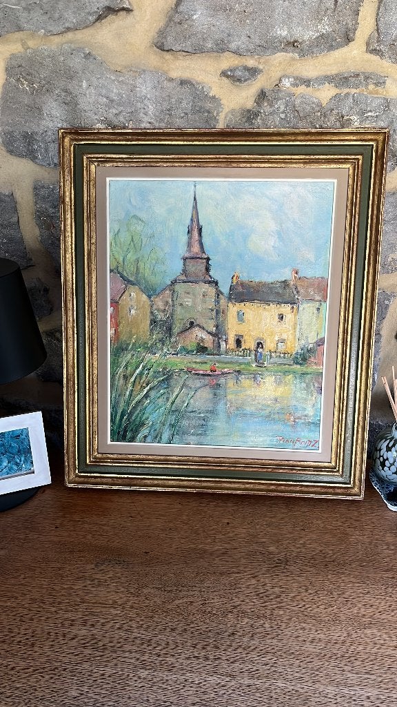 Tableau Renée Prinz, Antiquités & Art, Peinture à l'huile, Paysage, Enlèvement, Encadré