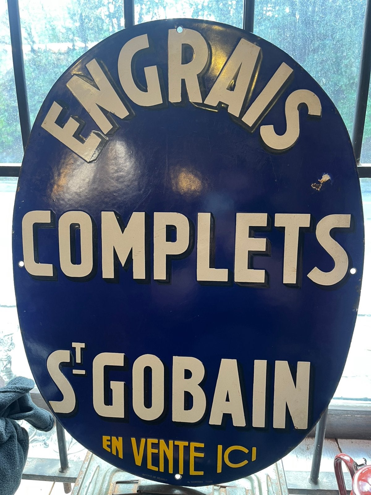 Plaque émaillée st gobain, Enlèvement ou Envoi, Utilisé, Panneau publicitaire