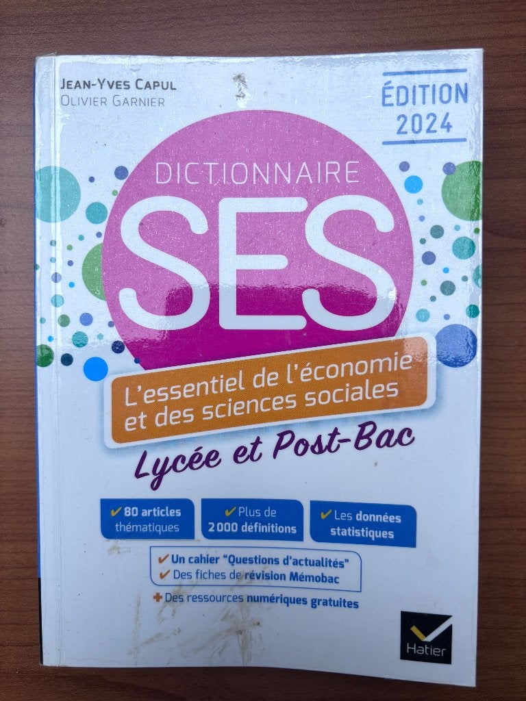 Dictionnaire SES l’essentiel de l’économie et des sciences, Ophalen, Zo goed als nieuw, Economie