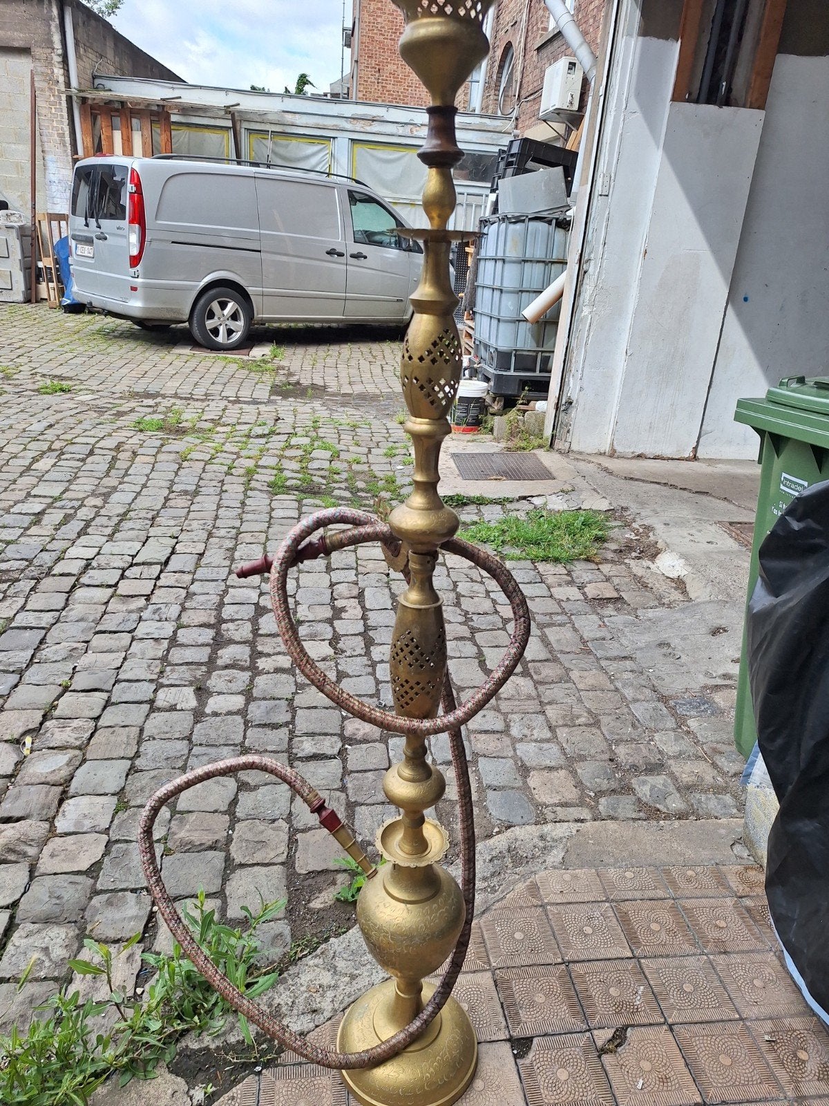 Waterpijp, groot model, messing, jaren 1900.