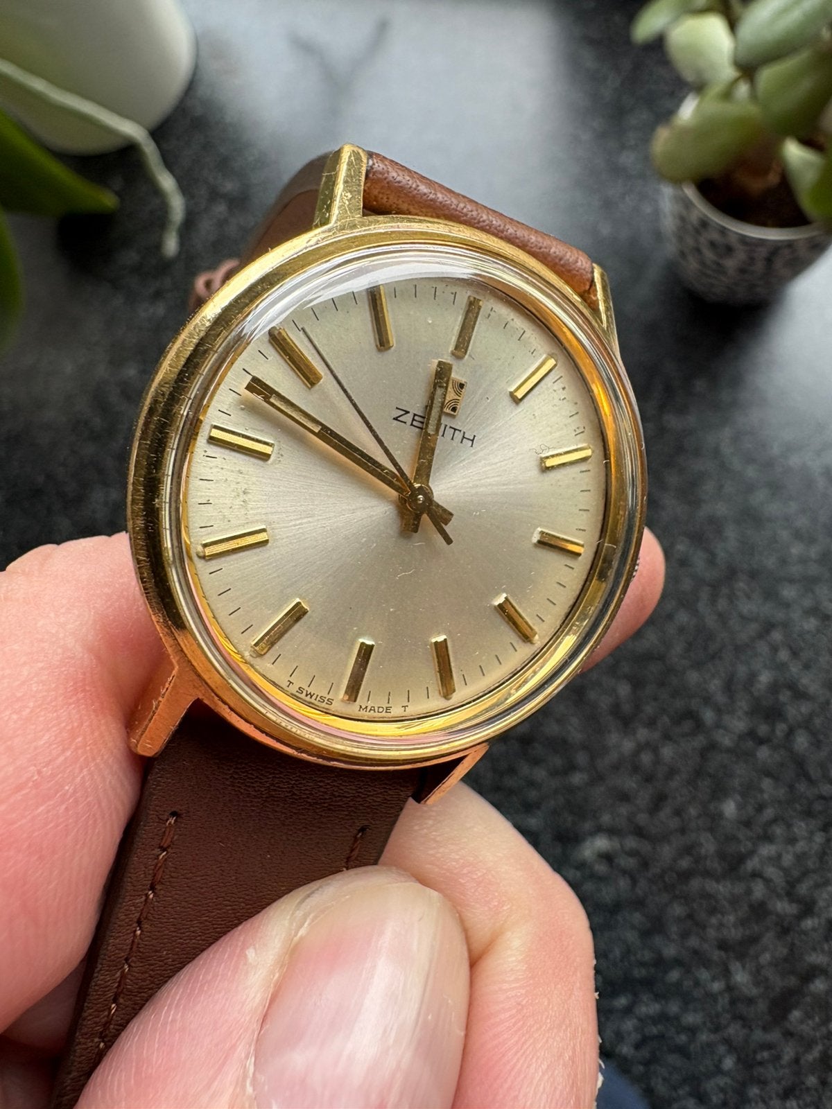 Zenith herenhorloge, Handtassen en Accessoires, Horloges | Antiek, Overige merken, Staal, Polshorloge, 1960 of later