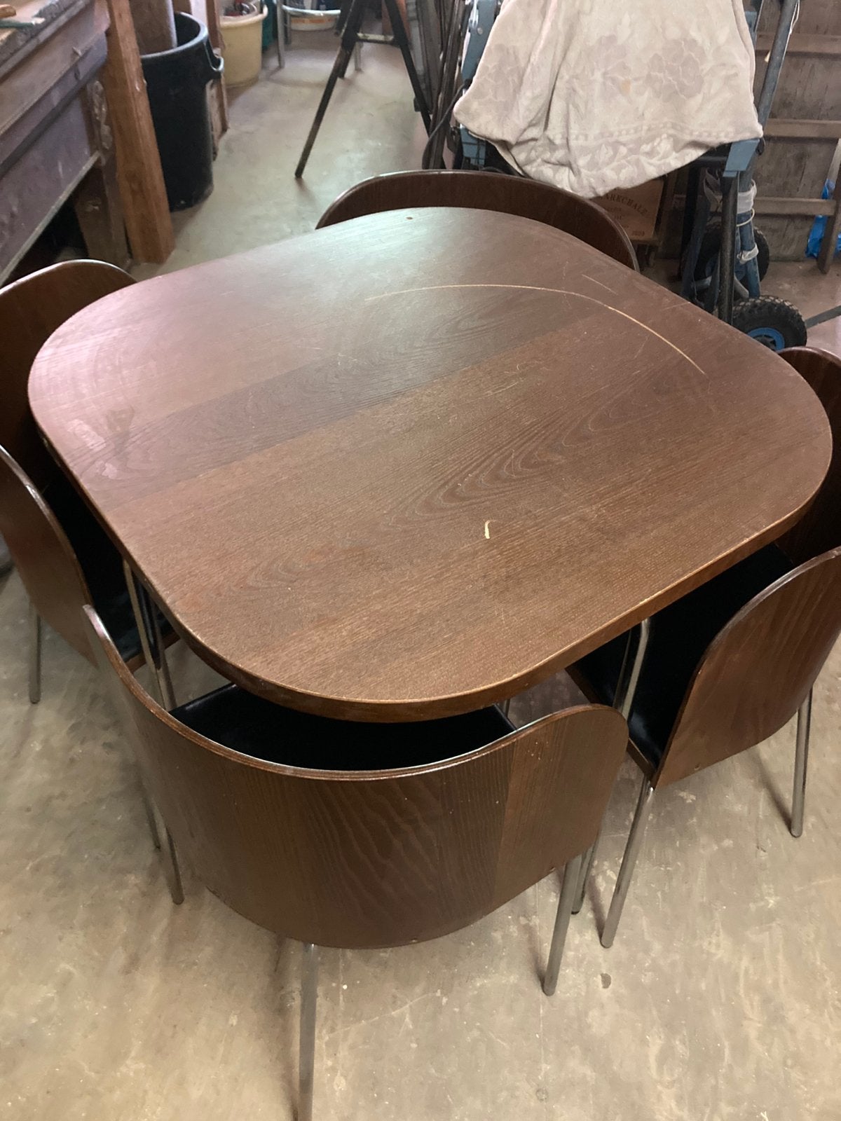 Vintage „" fusion "” tafel + 4 stoelen”, Antiek en Kunst, Ophalen