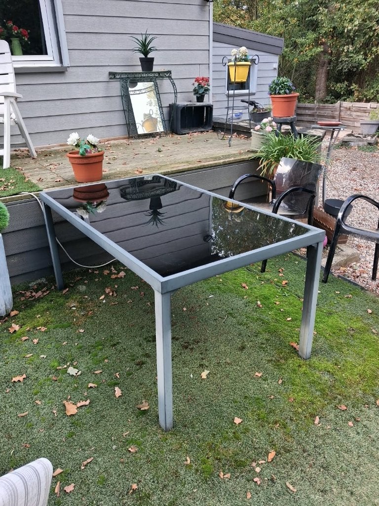 Moderne design tuinset, Tuin en Terras, Ophalen, 4 zitplaatsen, Aluminium, Zo goed als nieuw