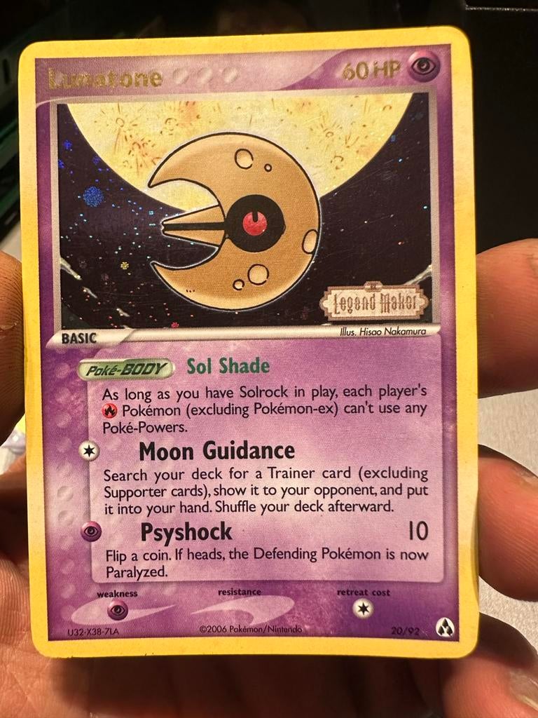 Pokémon Lunatone 20/92 Ex Legend Maker holo stamped, Hobby en Vrije tijd, Verzamelkaartspellen | Pokémon, Ophalen of Verzenden