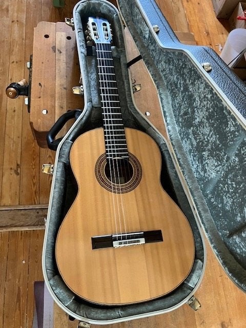 Unieke handgebouwde gitaar van Gust Den Aantrekker, Ophalen, Nieuw, Klassieke of Spaanse gitaar, Met koffer