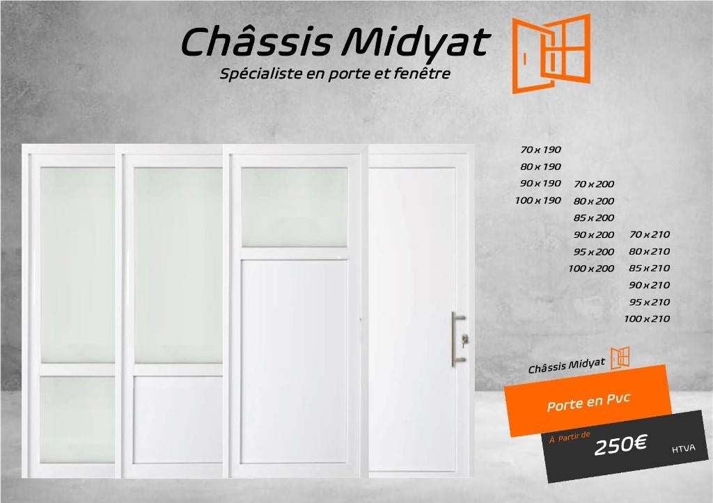 Porte Pvc GRAND STOCK DISPONIBLE 250€, Neuf, Porte extérieure, Enlèvement, 80 à 100 cm