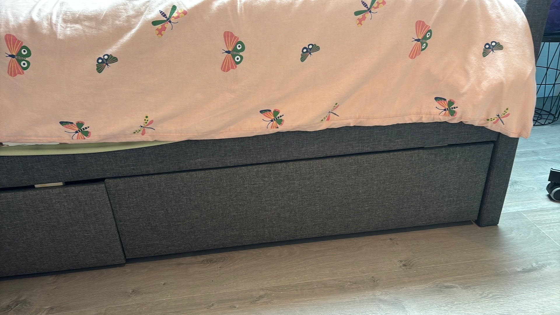 Donkergrijs 1 persoonsbed, 180 cm op 90 cm matrasmaat, Ophalen, Eenpersoons, 200 cm, Hedendaags