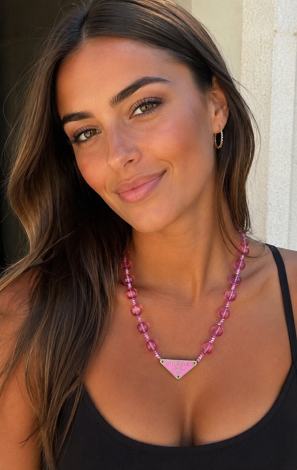 Collier en perles acryliques roses transparentes, Bijoux, Sacs & Beauté, Colliers, Enlèvement ou Envoi, Neuf, Rose, Argent