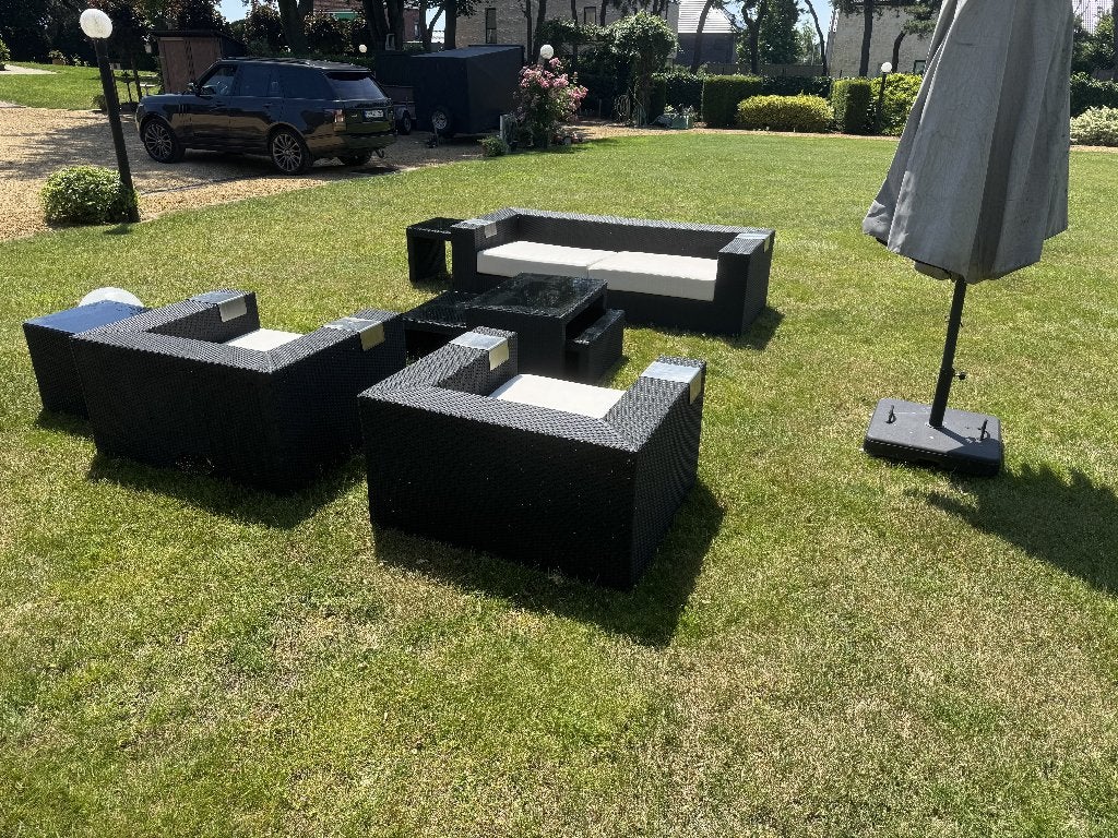 Luxe design loungeset – 5-delig + parasol, Osier, Salons de jardin, Enlèvement, Utilisé