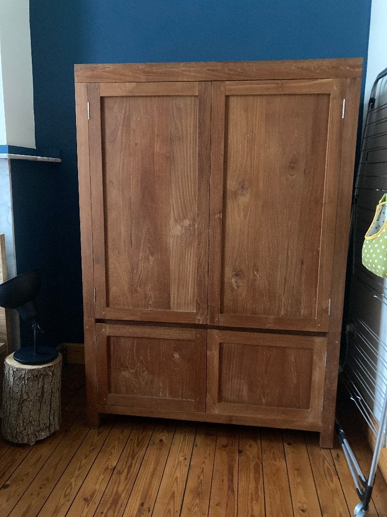 Donkere houten TV-kast, Ophalen, 100 tot 150 cm, Klassiek, Teakhout