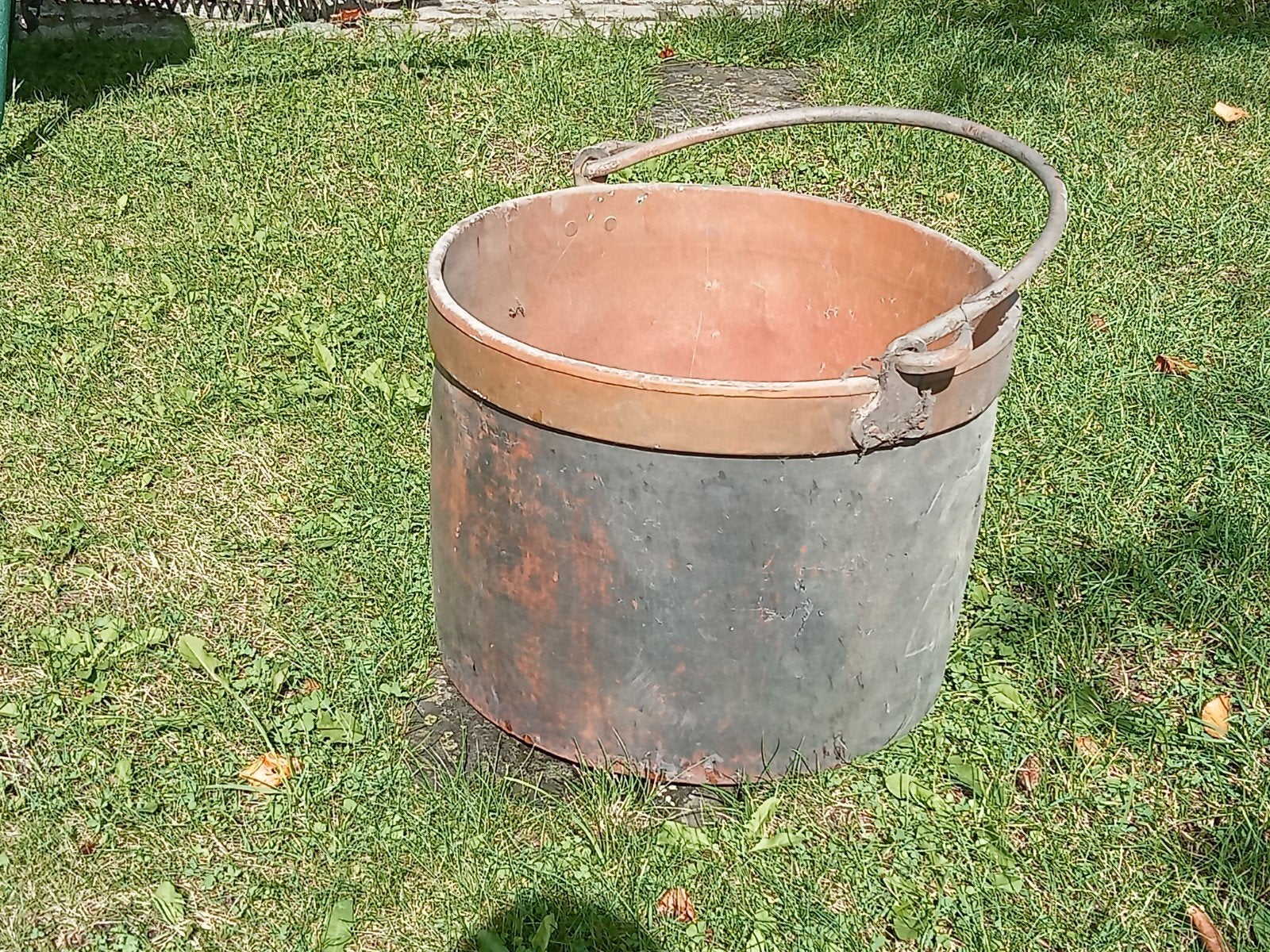 Ancien et grand chaudron vintage en cuivre, Enlèvement ou Envoi
