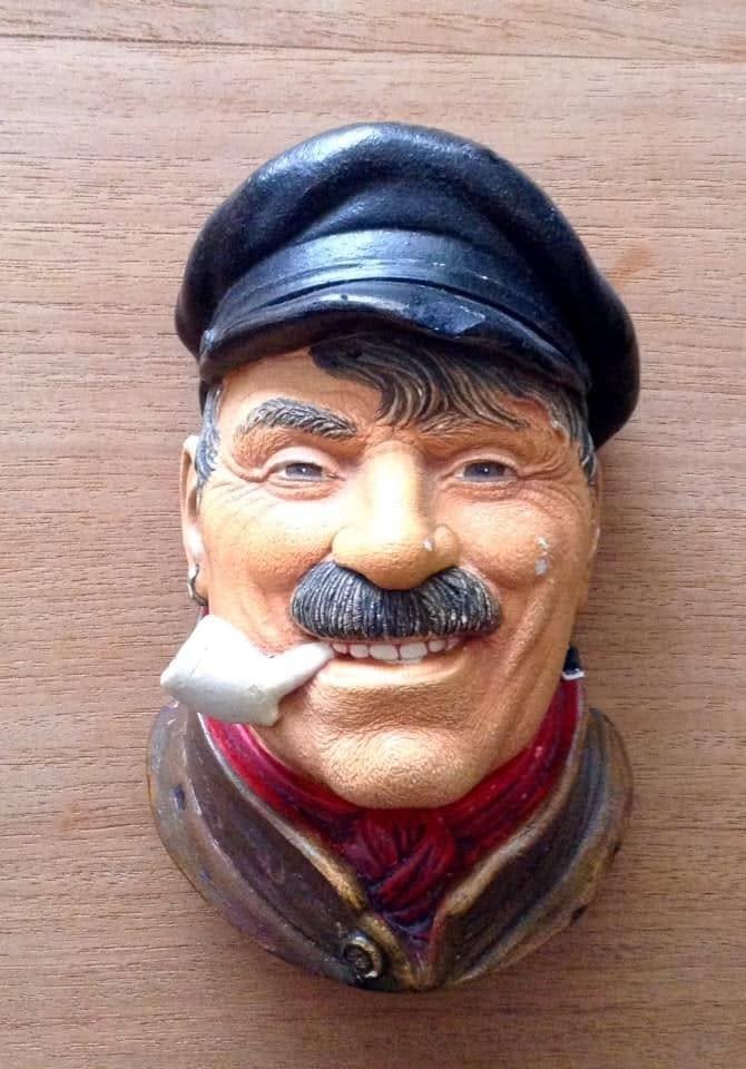 Buste Mural Chalkware Legend Products The Bargee 1984 Plâtre, Antiquités & Art, Enlèvement ou Envoi