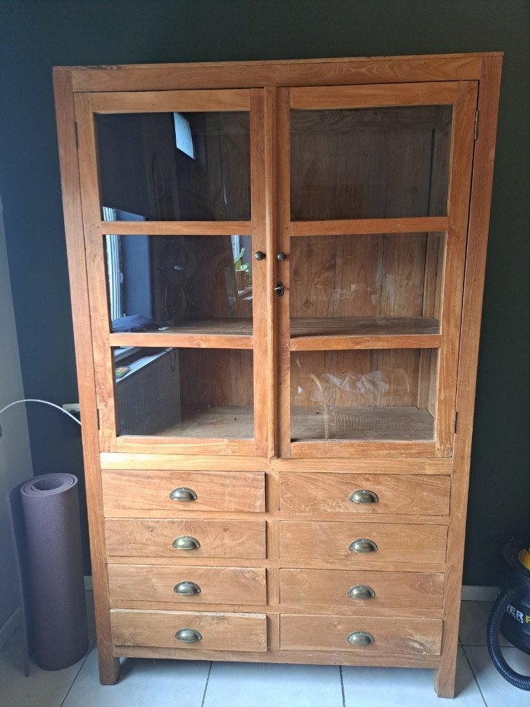 Joli buffet vitré en teak massif, Maison & Meubles, Armoires | Buffets, Teck, 25 à 50 cm, Comme neuf, 100 à 150 cm