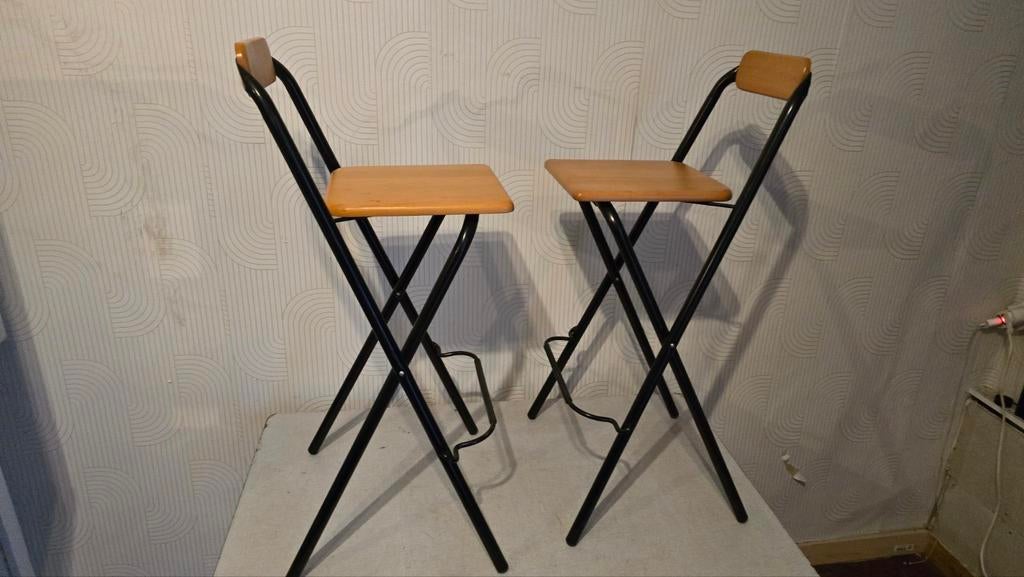 deux jolie tabourets de bar en bois  et métal solide très st, Enlèvement ou Envoi, Bois