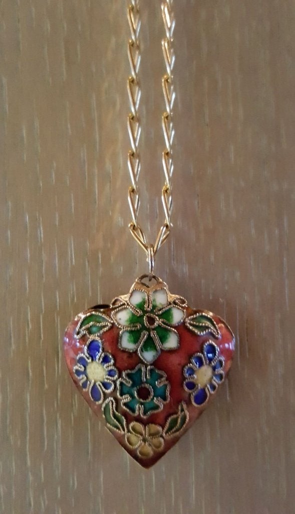 Vintage Hanger Hart - Handwerk Email Cloisonné (1982), Overige materialen, Ophalen of Verzenden, Zo goed als nieuw, Hart