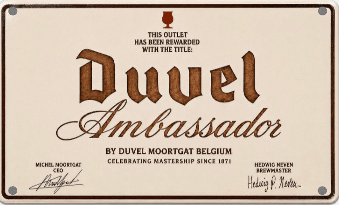 Panneau acrylique Duvel Ambassador - rétro vintage mancave, Enlèvement ou Envoi, Neuf, Panneau, Plaque ou Plaquette publicitaire