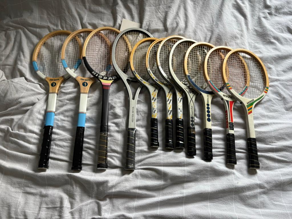 Vintage houten tennisracket, Ophalen of Verzenden, Zo goed als nieuw, Racket, L2