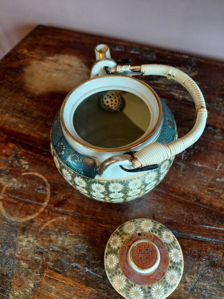 Vintage Japanse Geisha theepot met bamboe handvat, Ophalen of Verzenden