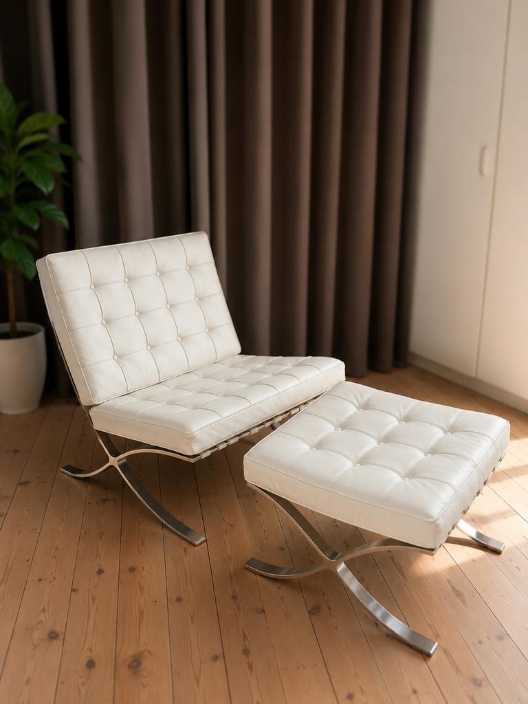 Barcelona chair en ottoman, Huis en Inrichting, Fauteuils, Ophalen, Gebruikt
