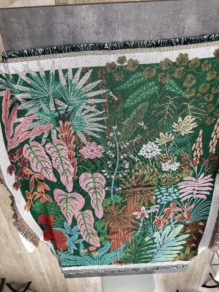 Tenture murale, jeté de lit, plaid, motif végétal 157x120 cm, Enlèvement ou Envoi, Vintage, Comme neuf, 120 cm