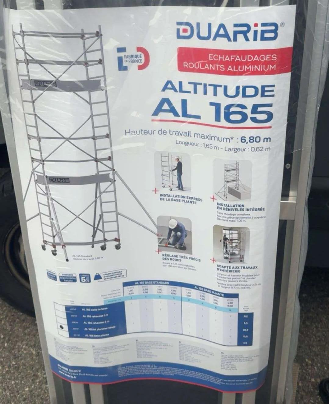 NEUF - Échafaudage DUARIB Altitude AL 165 (H. 6m80), Bricolage & Construction, Échelles & Escaliers, Enlèvement, Comme neuf