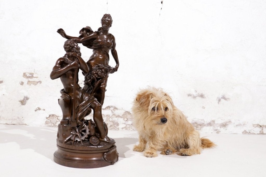 Bronzen beeld La Fortune récompense le travail - A. Gaudez, Enlèvement, Bronze