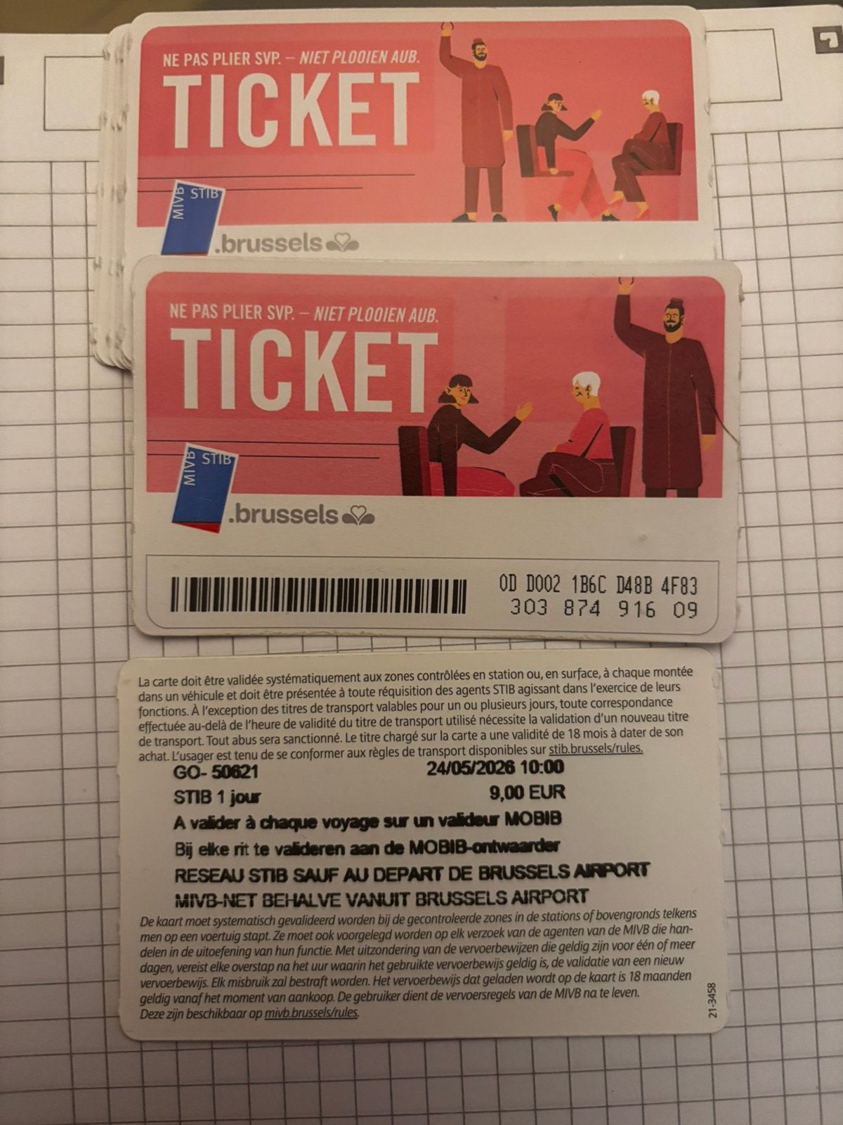 Ticket STIB BRUXELLES, Collections, Enlèvement, Neuf