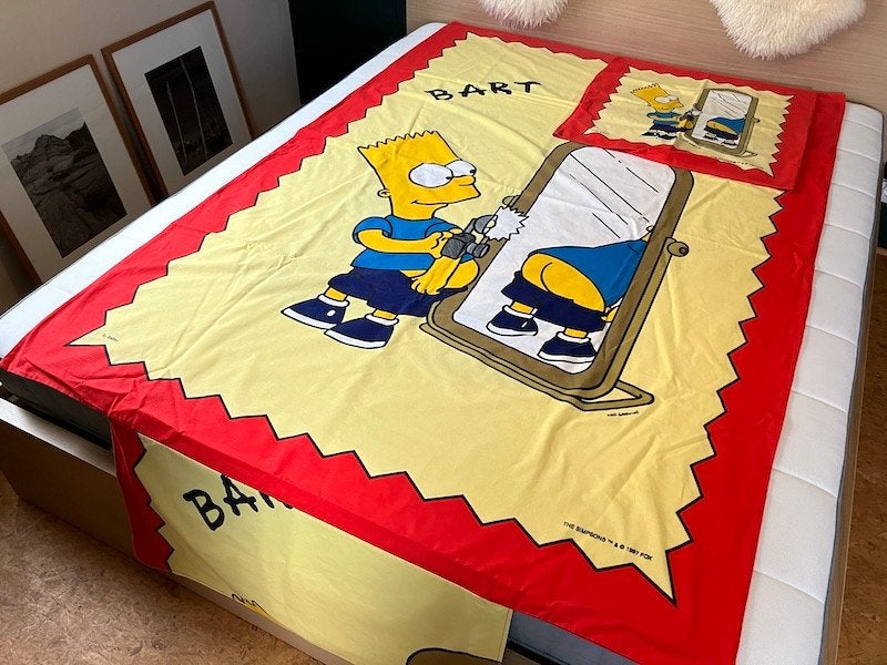 Parure de lit vintage The Simpsons –1997 – Neuf, Neuf, Enlèvement ou Envoi, Utilisable des deux côtés, Autres marques