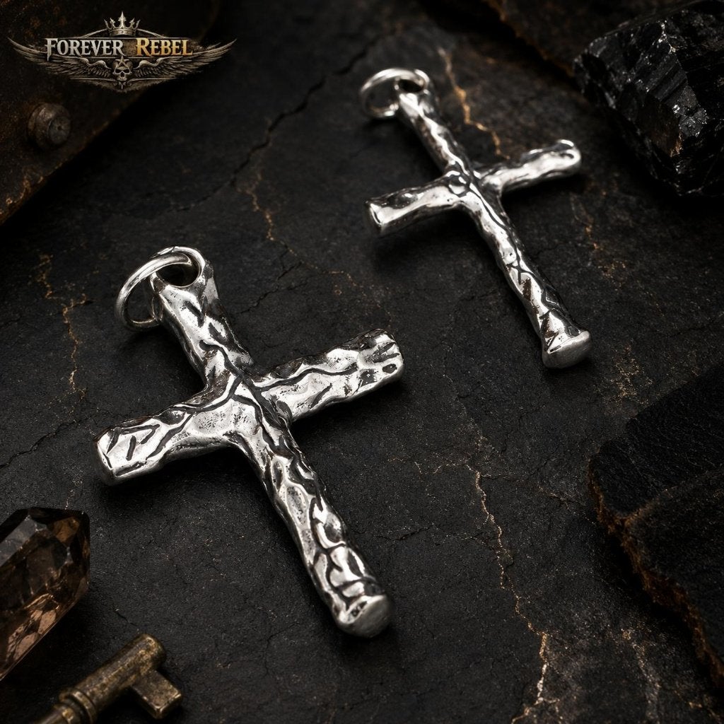 Hammered Faith - 925 Zilver, Verzenden, Nieuw, Kruis of Symbool, Zilver