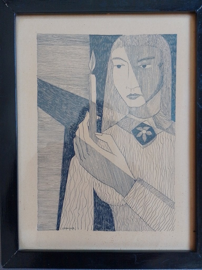 René Thonnon  1933 - 2013   Tongeren, Antiquités & Art, Art | Dessins & Photographie, Dessin, Dessin à la plume, Signé, Envoi