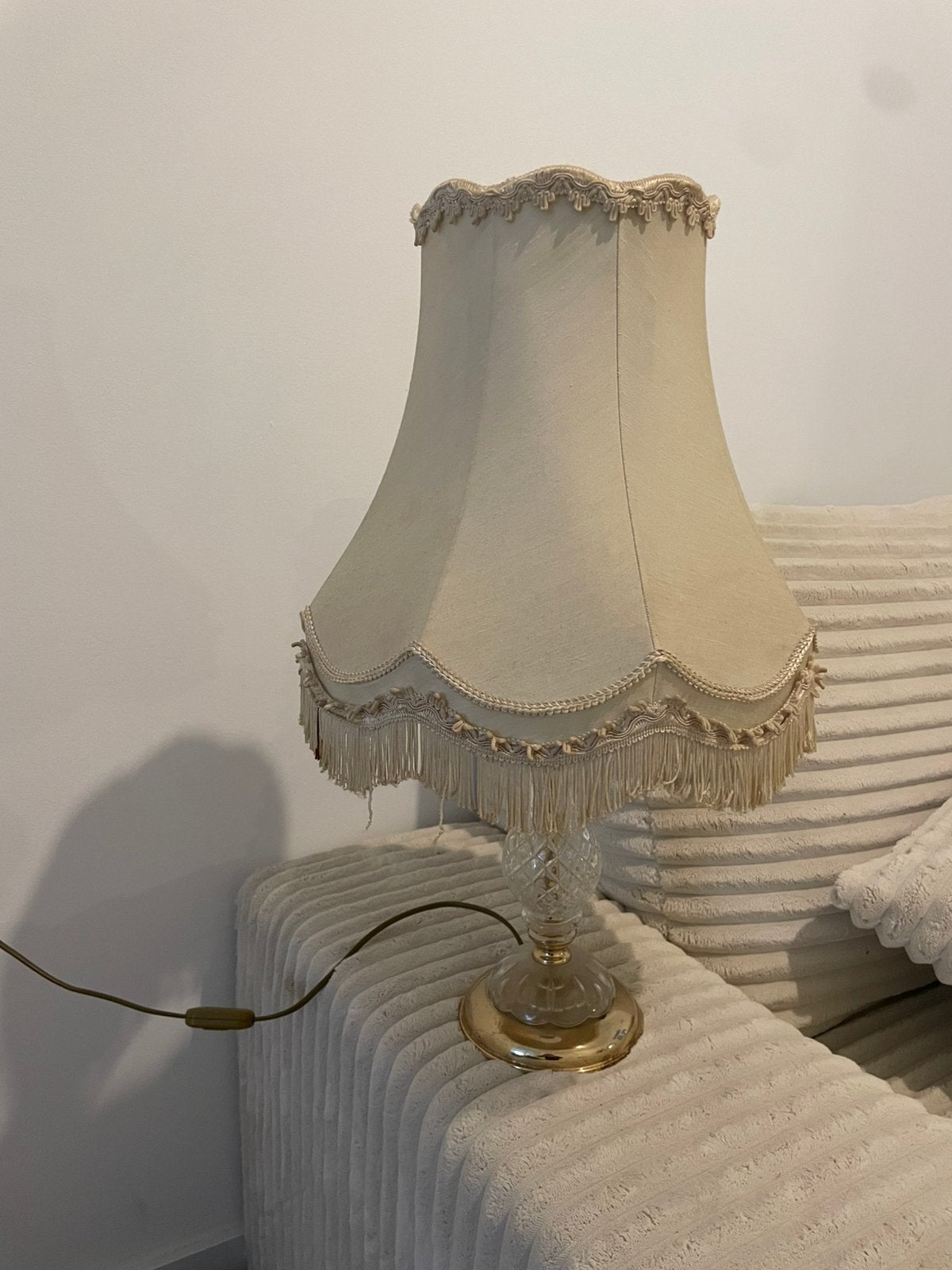 Stijlvolle lampenkap - vintage stijl, Huis en Inrichting, Ophalen, Gebruikt, Tafellamp, Beige