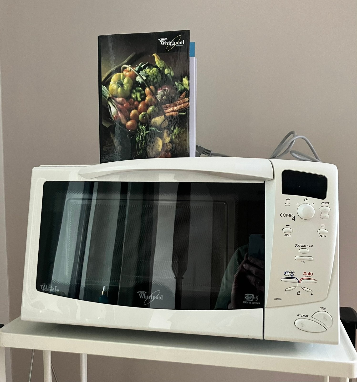 Combi-oven Whirlpool wit, Elektronische apparatuur, Microgolfovens, Ophalen, Gebruikt, Draaiplateau, Combi-microgolfoven