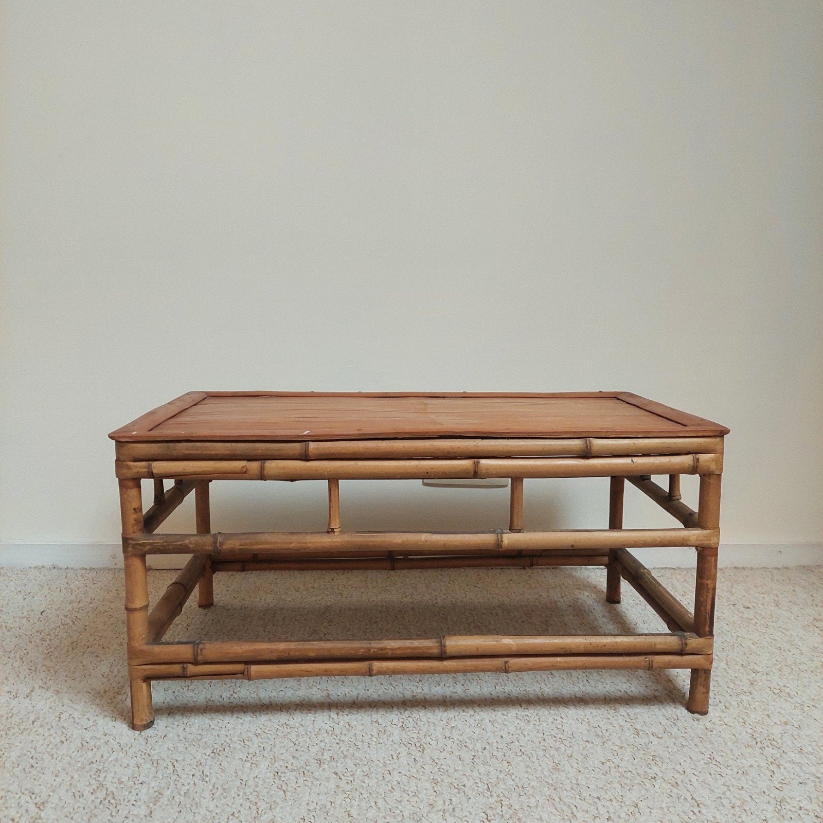 Vintage Bamboe Salontafel, Ophalen, Wabi sabi
