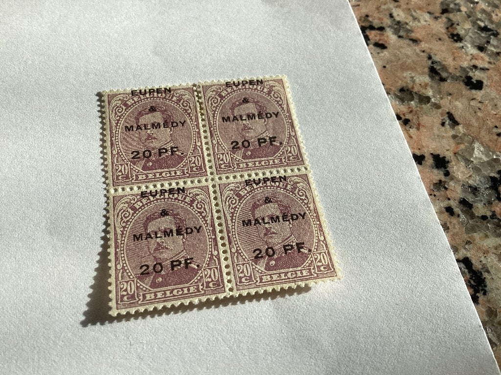 Bloc de 4 timbres neufs Eupen Malmedy 20 pièces, Enlèvement ou Envoi, Non oblitéré, Autre, Neuf