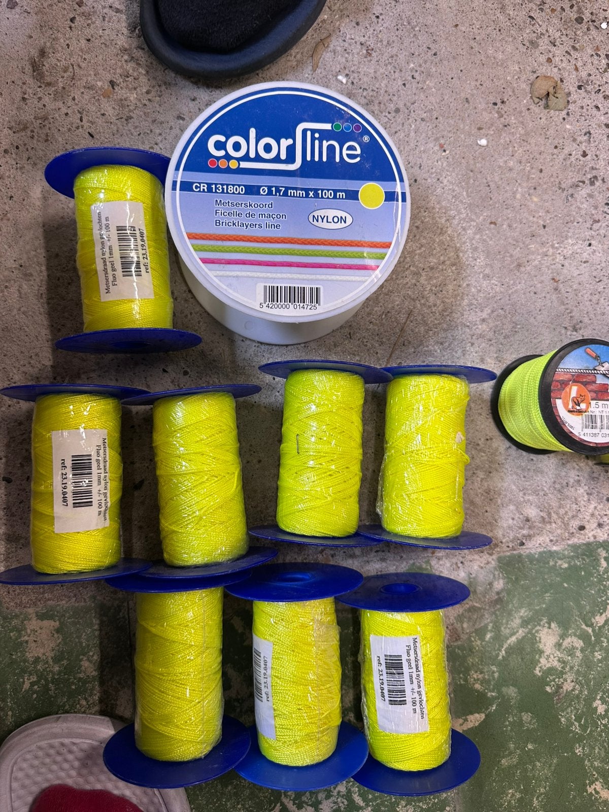Partij metselkoord / metselaarskoord nylon – 12 rollen, Doe-het-zelf en Bouw, Meetapparatuur, Ophalen of Verzenden, Zo goed als nieuw