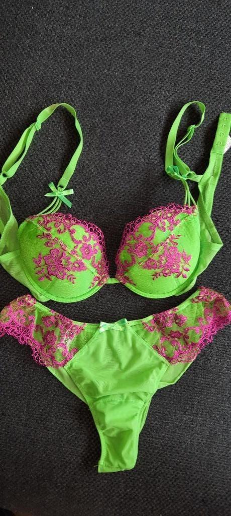 ensemble de soutien-gorge lingerie sexy 75B vert rose, Envoi, Vert, Soutien-gorge