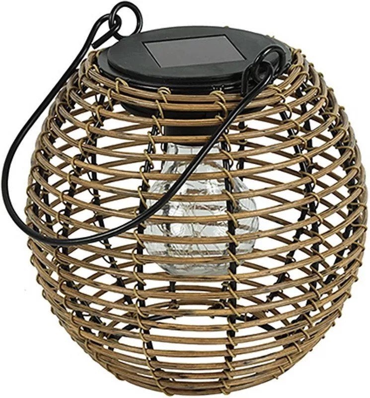 HANGLAMP OP ZONNE-ENERGIE, GEMAAKT VAN ROTAN, Minder dan 50 watt, Nieuw, Ophalen of Verzenden, Hanglamp