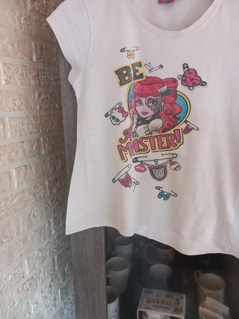 T-shirt fille de la marque monster hight, Manches courtes, Porté, Blanc, Monster hight